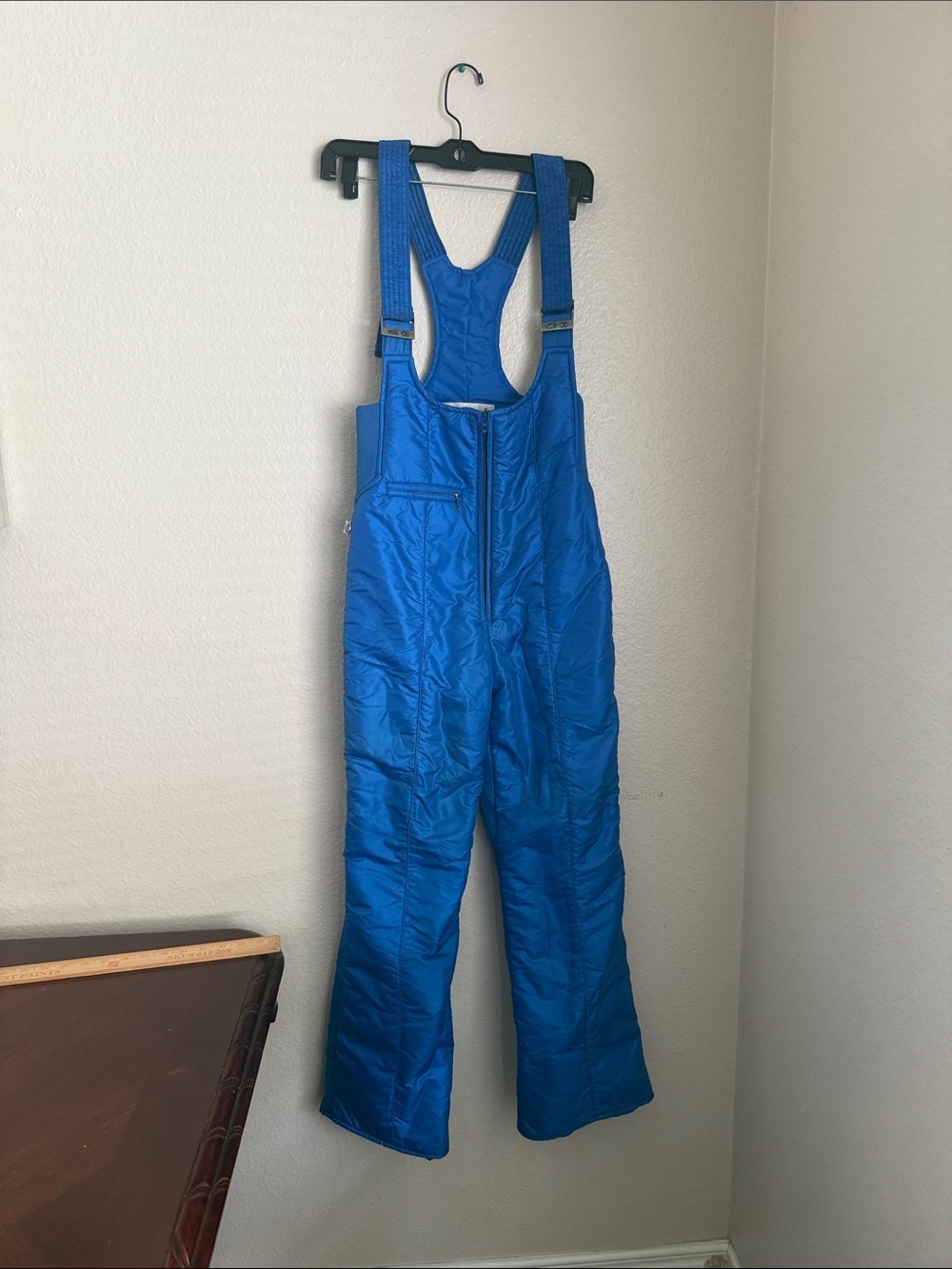 Vintage swing west 80s Bright Blue Insulated fitted Snow Bib Pants Sz small S